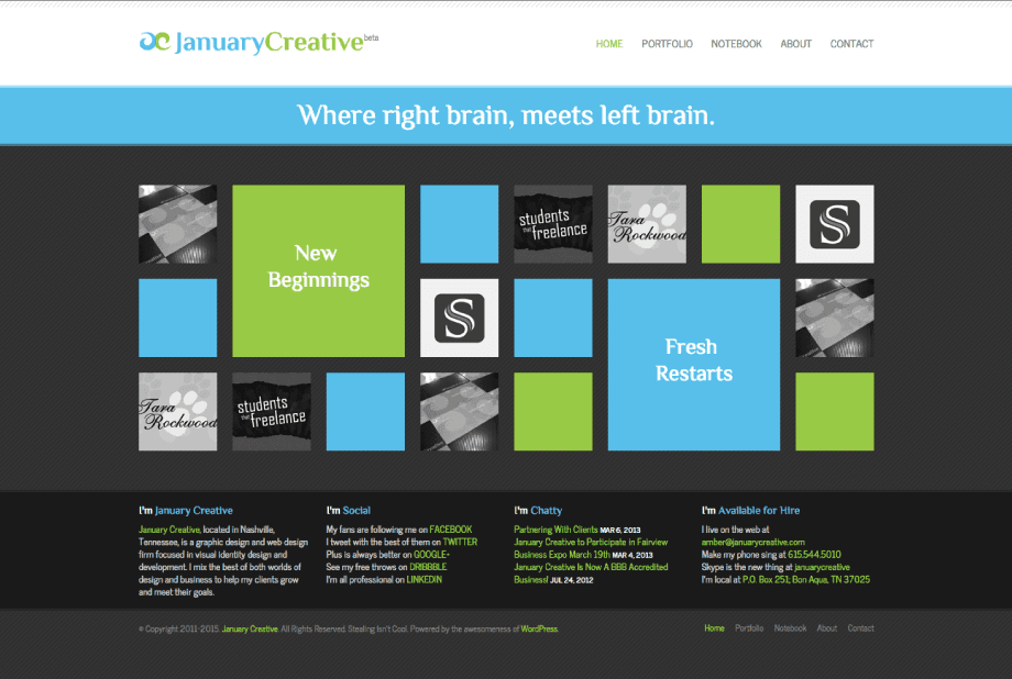 January Creative LLC's website 1.0 - January 2012 - July 2015