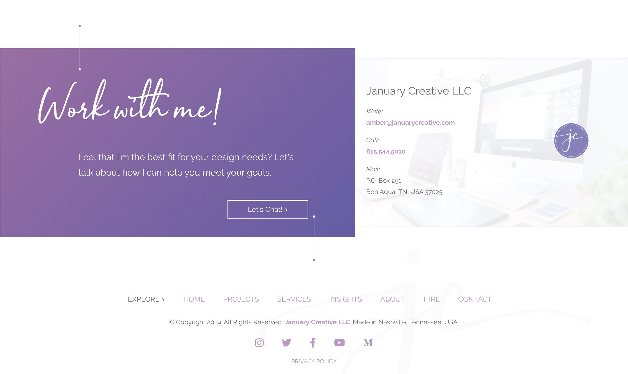 My footer design, unique in its layout and organization.