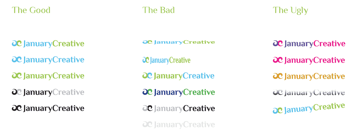January Creative Visual Identity Style Guide - Logo Good, Bad, and Ugly