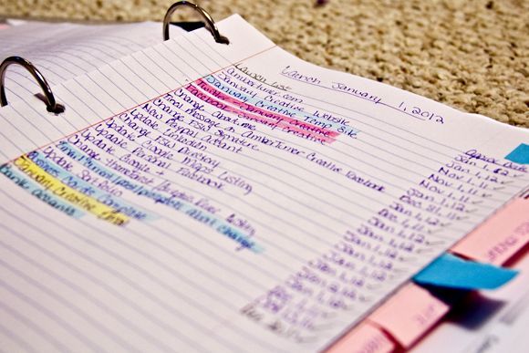 My neatly organized three-ring-binger where I kept all of my notes organized by major topic.
